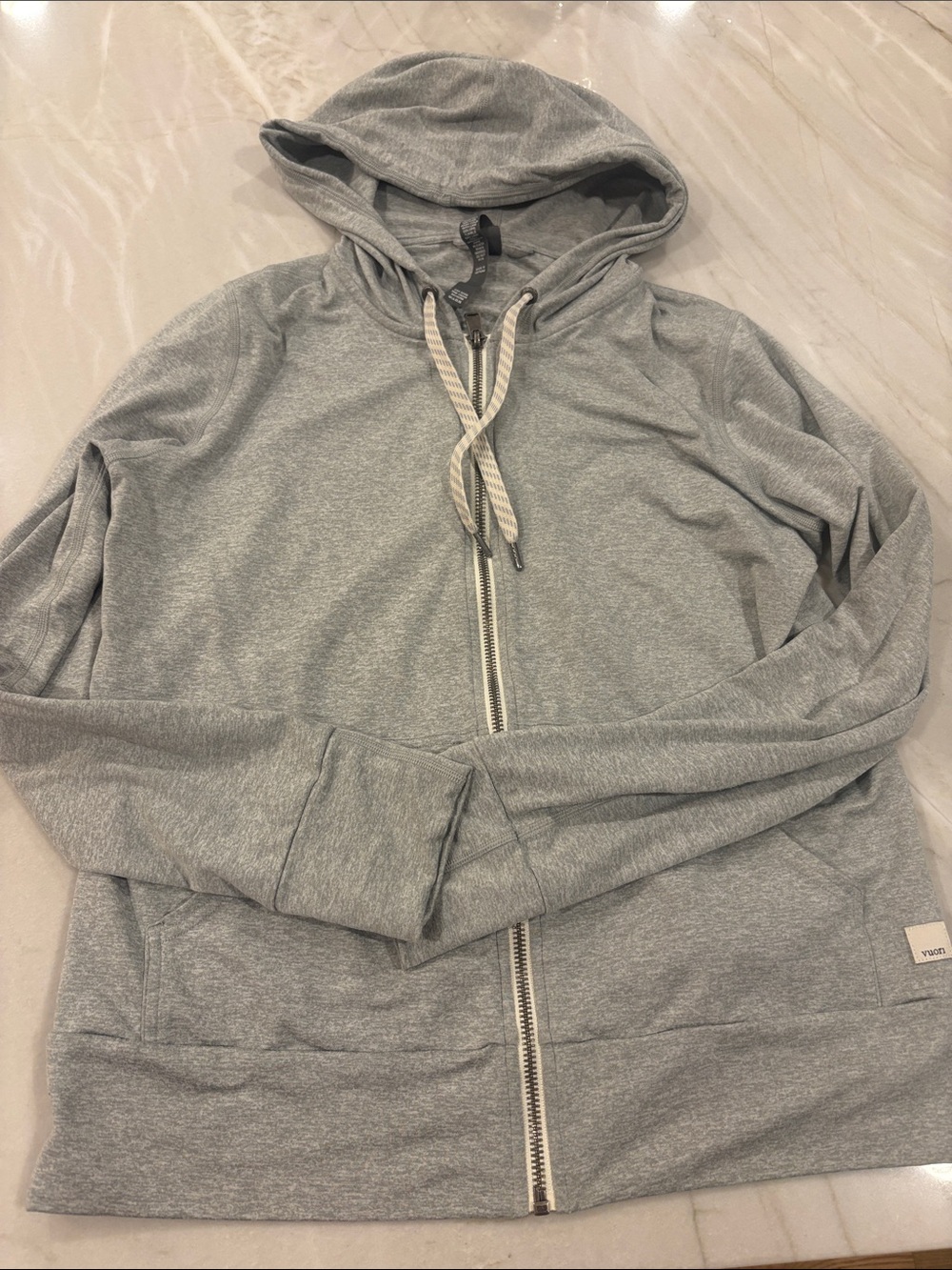 Vuori Halo Performance 2.0 Light Gray Full-Zip Hooded Sweatshirt